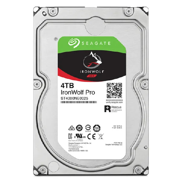 Seagate Ironwolf Pro ST4000NT001 4TB 3.5'' HDD NAS Drives 7200 RPM; SATA 6GB/s Interface; 256MB Cache;550TB/Year; Unlimited Bays