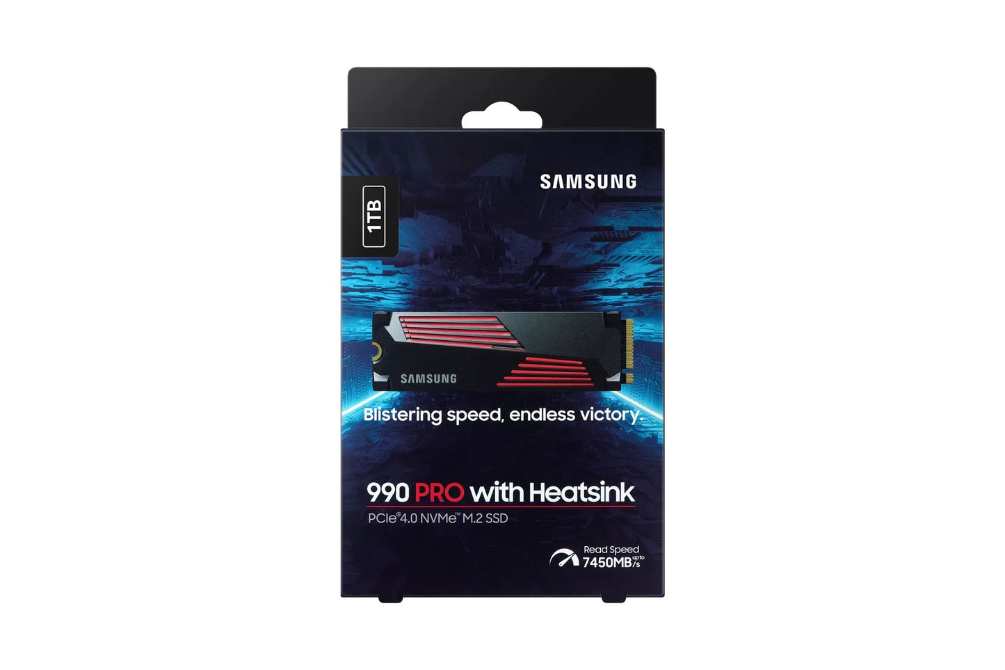 SAMSUNG MZ-V9P1T0CW 990 PRO 1 TB NVMe SSD W/Heatsink - Read Speed up to 7450 MB/s; Write Speed to up 6900 MB/s; Random Read up t