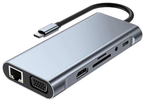 3 x USB3.0, 1 x VGA, 1 x RJ45, 1 x USB-C, 1 x TF-CARD Reader, 1 x HDMI