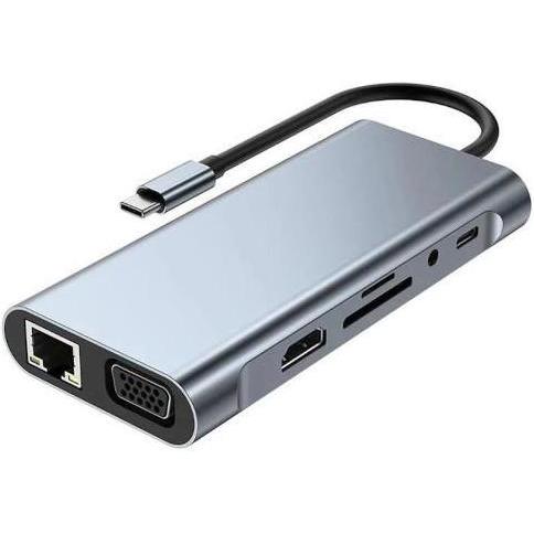 3 x USB3.0, 1 x VGA, 1 x RJ45, 1 x USB-C, 1 x TF-CARD Reader, 1 x HDMI
