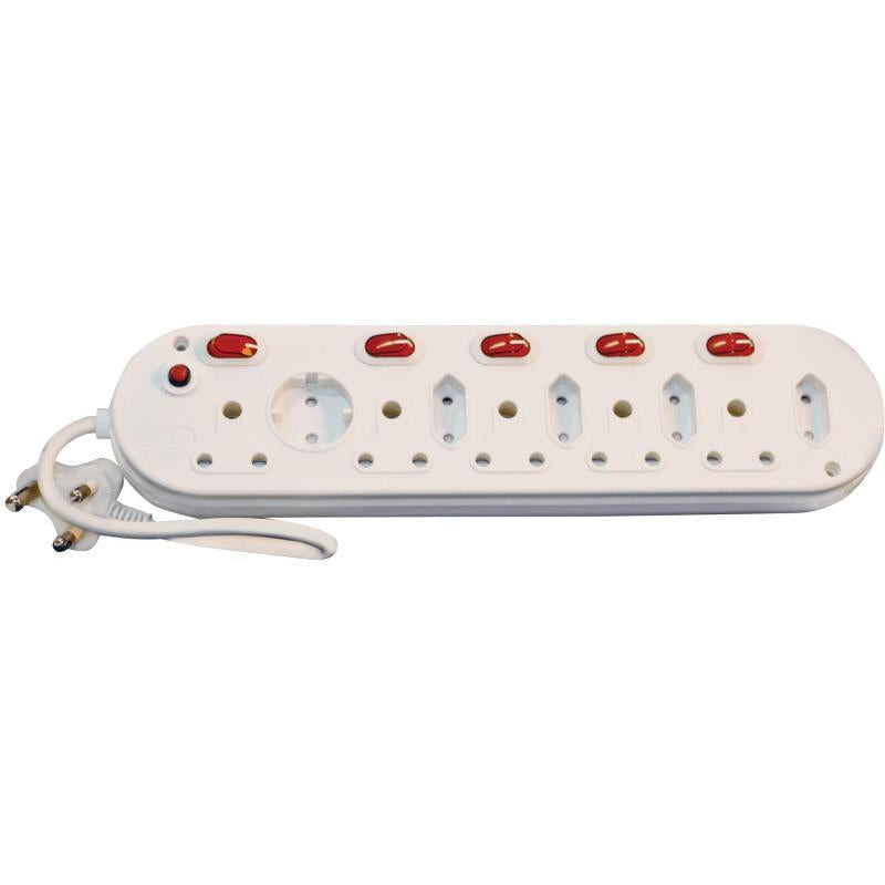 MicroWorld 10-Way Multi-Plug with Individual Switches – Heavy Duty 2500W Power Strip with 5M Cord for efficient power management.