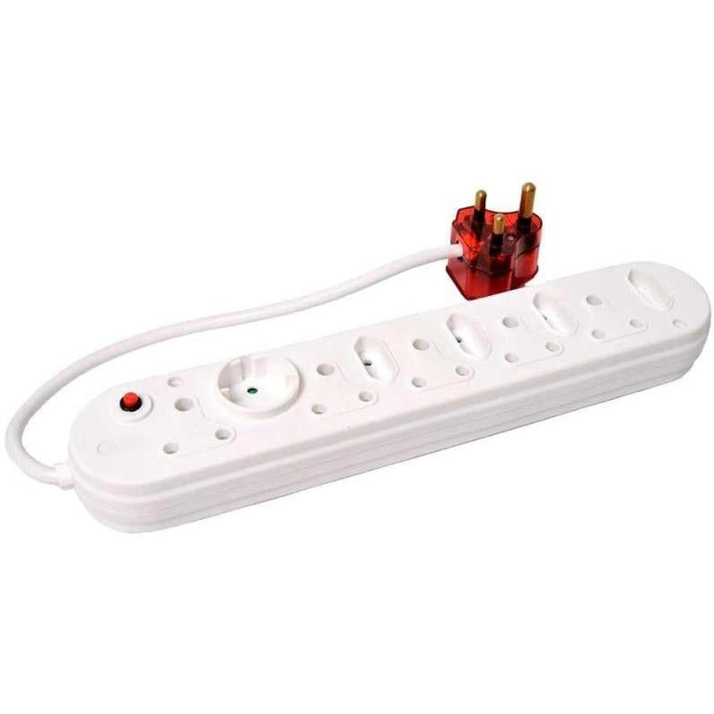 MicroWorld 10-Way Heavy Duty Multiplug with High Surge Protection - 2500W, 5M Cord for ultimate electronic safety.