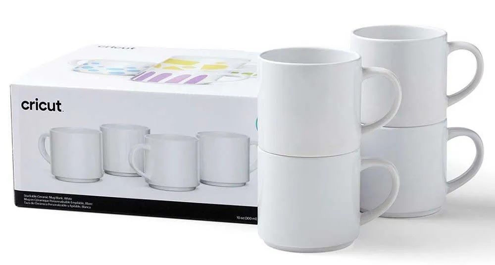 2009392 - Cricut 295ml Stack Ceramic Mugs Blank White 4pc
