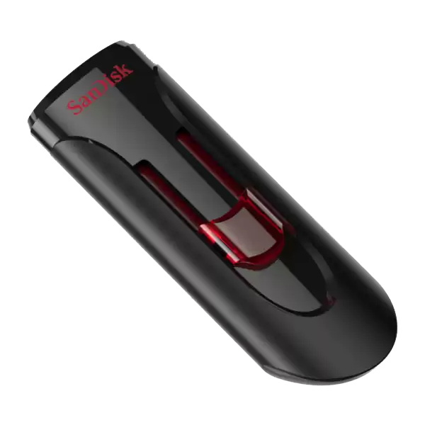 SanDisk Cruzer Glide USB 3.0 Flash Drive – 64GB, Retractable Design – SDCZ600-064G-G35, Black/Red