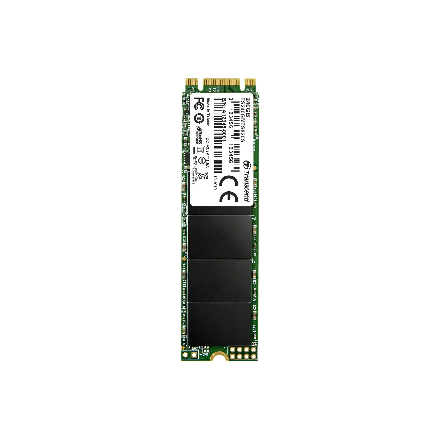 TRANSCEND 240GB MTS820 SATA3 M.2 2280 SSD - TLC - CACHELESS