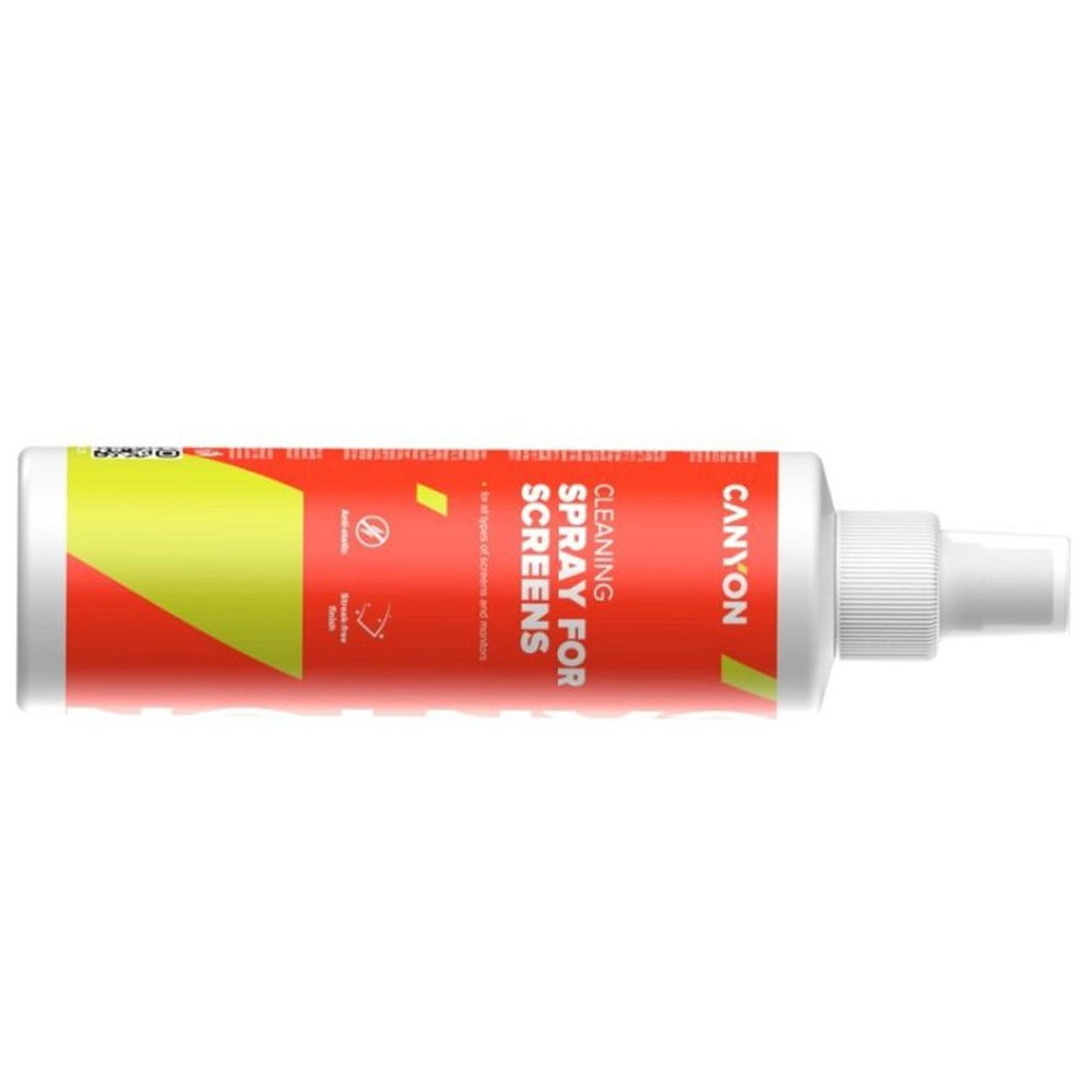Canyon CNE-CCL21 Screen Cleaning Spray – 100ml with Microfiber Cloth for Monitors, Laptops red bottle, white nozzle