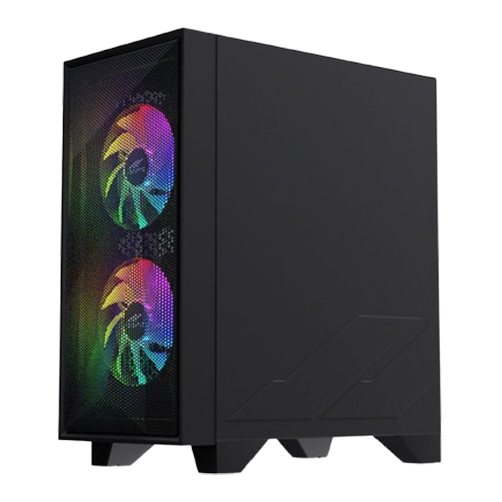 OCPC Mid-Tower Case - Stylish Black Steel and Tempered Glass Design, OCCASAATXBK - No PSU Included, perfect for gaming setups.