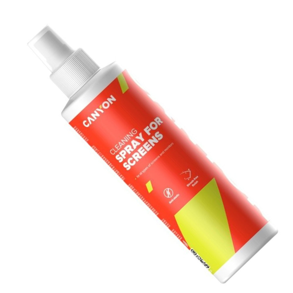 Canyon CNE-CCL21 Screen Cleaning Spray – 100ml with Microfiber Cloth for Monitors, Laptops, red bottle