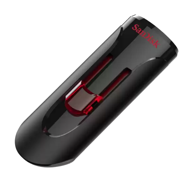 SanDisk Cruzer Glide USB 3.0 Flash Drive – 64GB, Retractable Design – SDCZ600-064G-G35, Black/Red