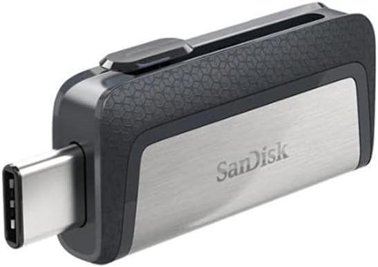 SanDisk 64GB Ultra Dual Drive USB Type-C, USB 3.1 Flash Drive – SDDDC2-064G-G46, Grey/Silver enables fast USB-C/USB-A transfers.