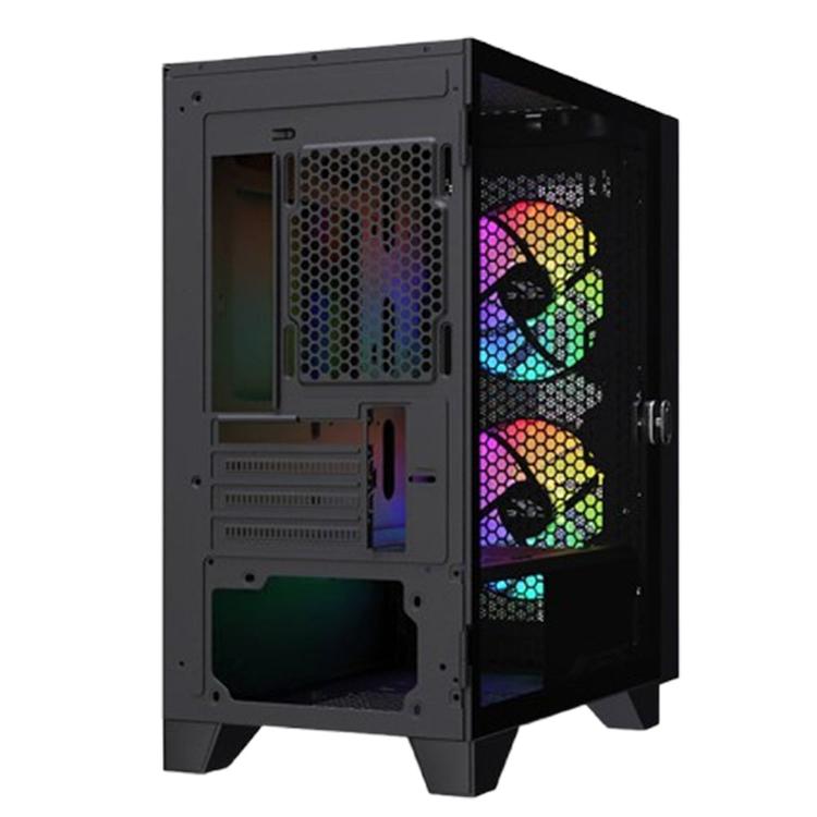 OCPC Mid-Tower Case - Stylish Black Steel and Tempered Glass Design, OCCASAATXBK - No PSU Included, perfect for gaming setups.