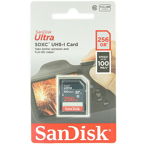 SanDisk Ultra 256GB SDXC Memory Card – C10, UHS-I, 120MB/s – SDSDUNR-256G-GN3IN for Camera