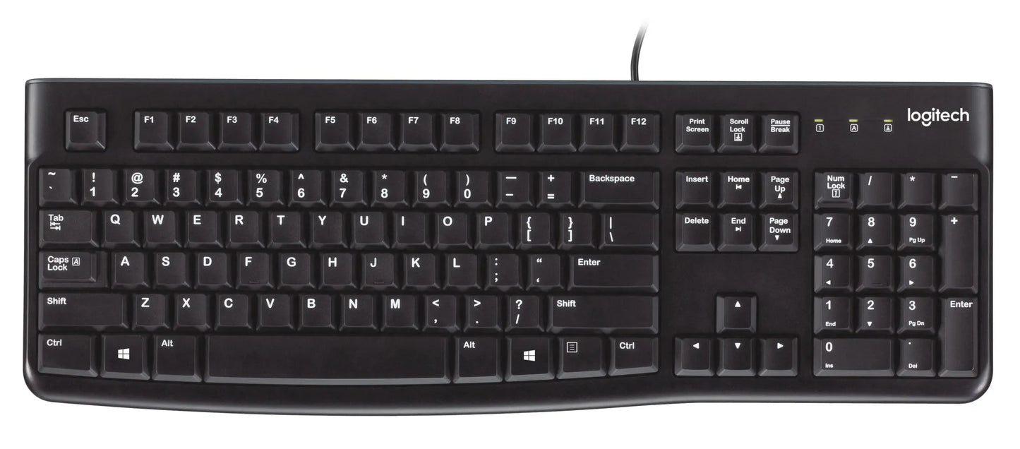 920-002508 - LOGI K120 Corded Keyboard plug and play USB connection spill resist.