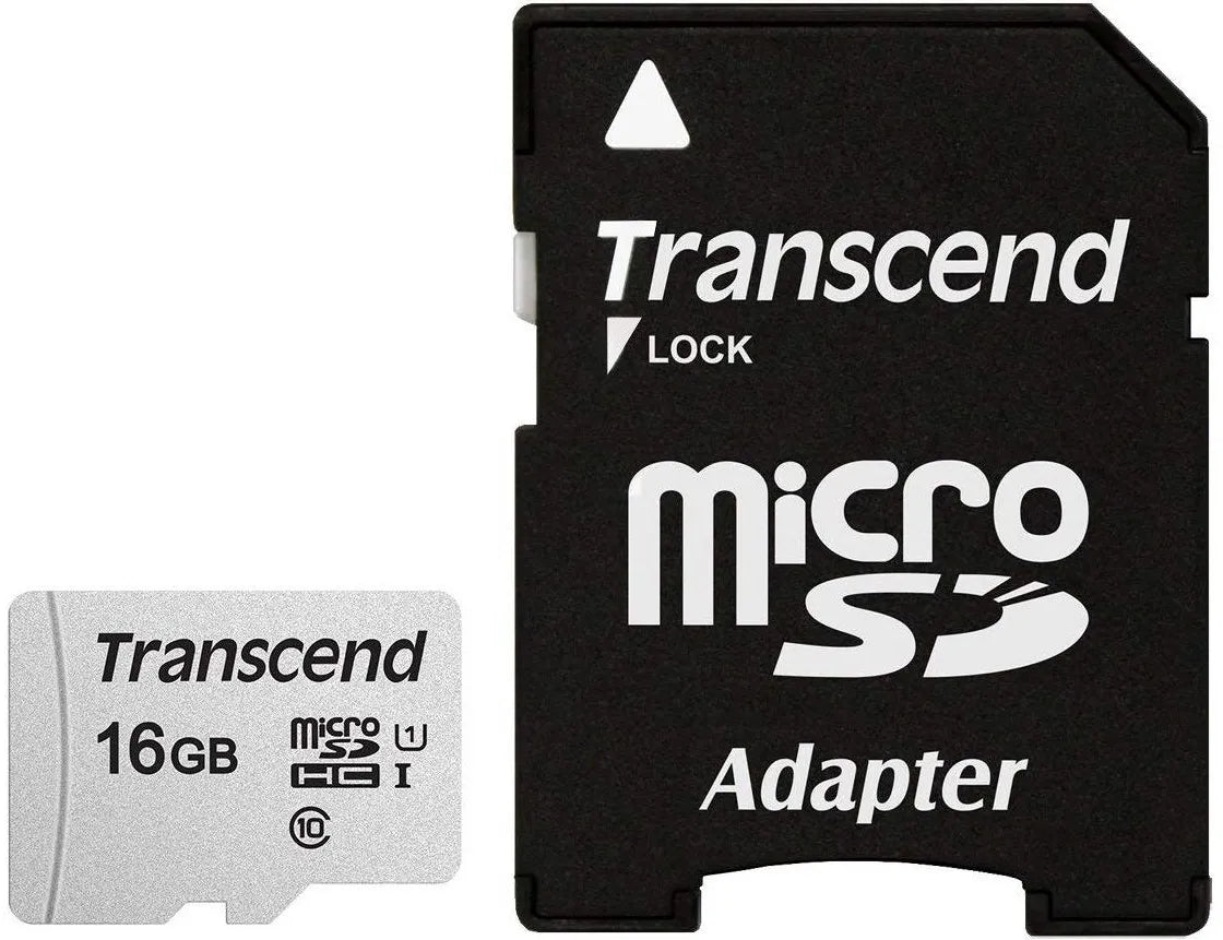 TRANSCEND 300S 16GB MICRO SD UHS-I U1 CLASS 10 READ 95 MB/S WRITE 45MB/S WITH SD ADAPTOR