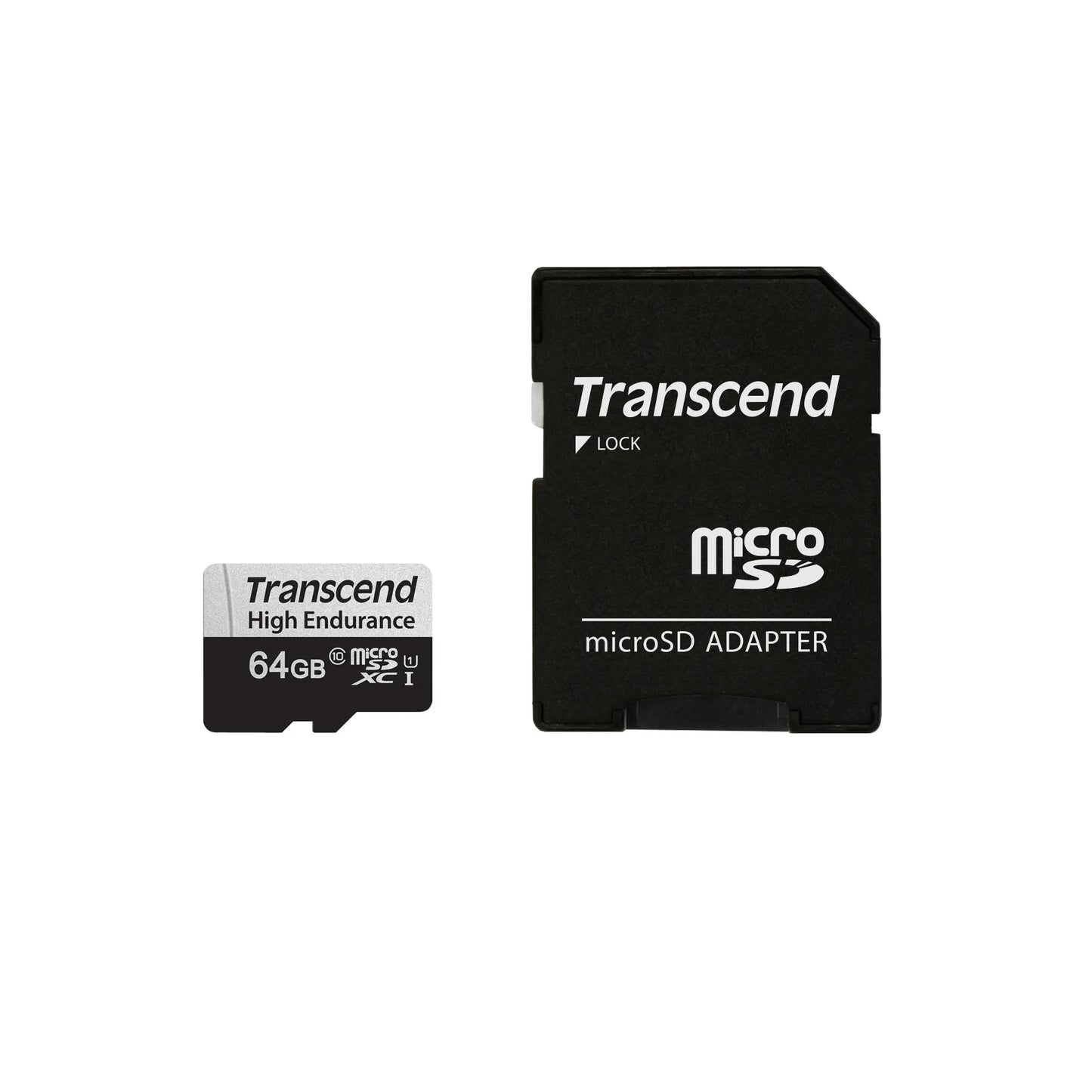 TRANSCEND 350V 64GB HIGH ENDURANCE MICRO SD UHS-I U1 CLASS10 - READ 100 MB/S - WRITE 45MB/S - WITH SD ADPTOR