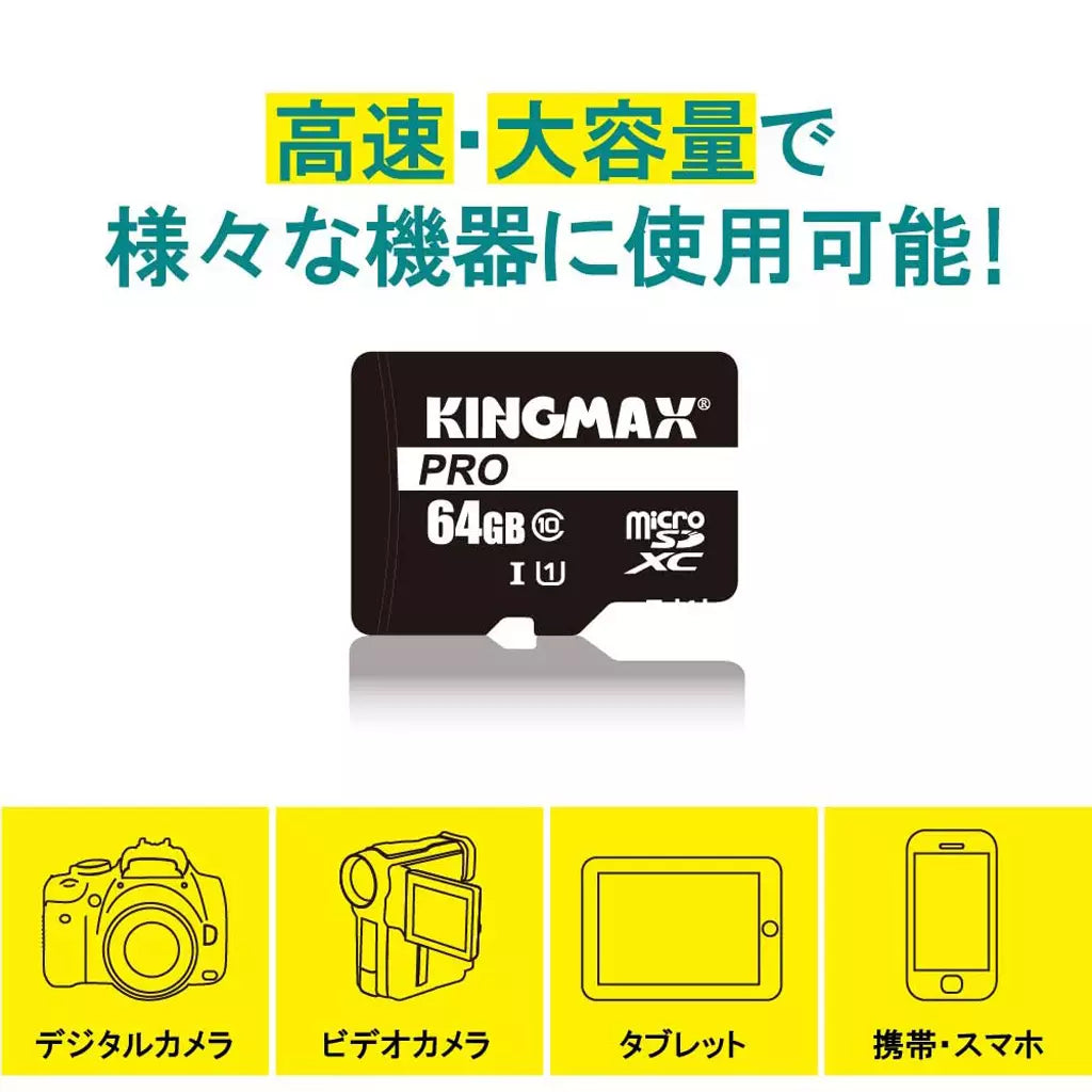 KINGMAX 64GB MicroSD Memory Card – Class 10, High-Speed Storage for Mobile, Camera, and Video, ideal for all devices.