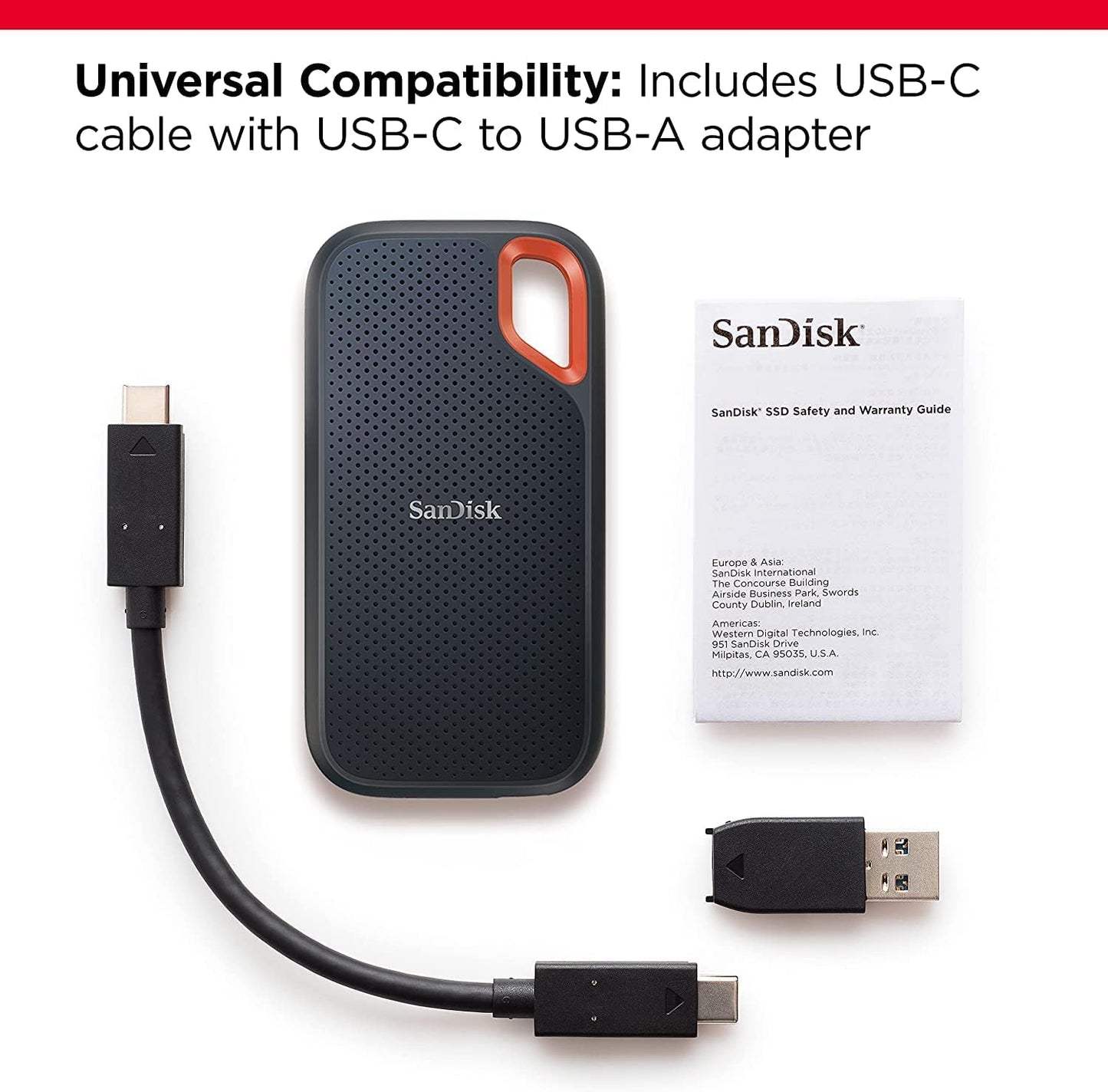 SanDisk 500GB Extreme Portable SSD – USB-C, 1050MB/s, Rugged IP65, USB 3.2 Gen 2 – SDSSDE61-500G-G25 | TechStore