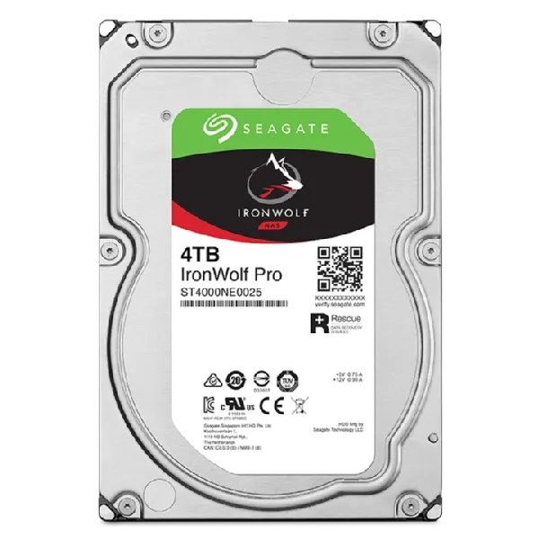 Seagate Ironwolf Pro ST4000NT001 4TB 3.5'' HDD NAS Drives 7200 RPM; SATA 6GB/s Interface; 256MB Cache;550TB/Year; Unlimited Bays