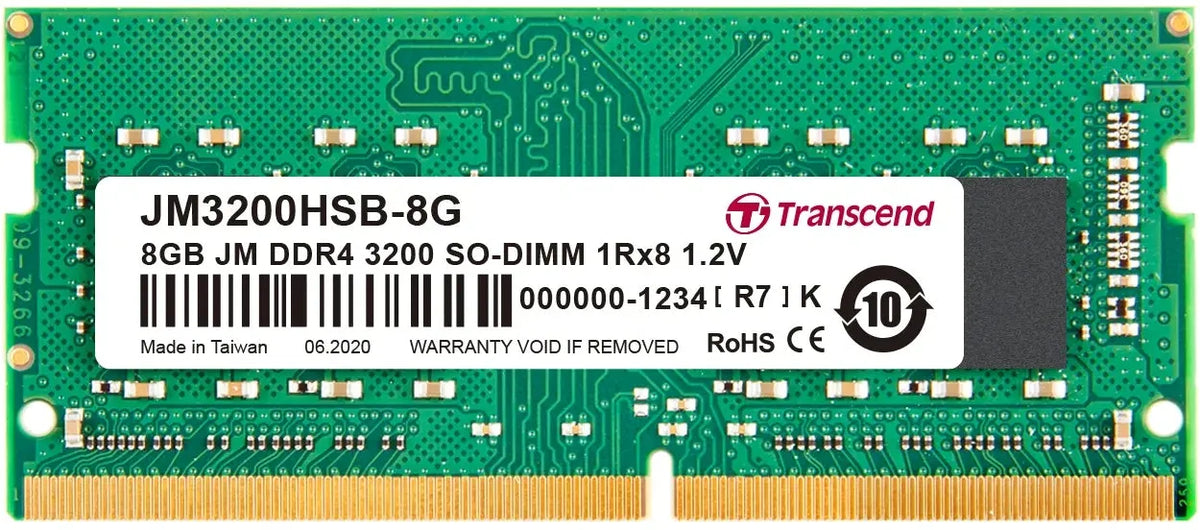 TRANSCEND 8GB DDR4 3200MHZ SO-DIMM 1Rx8 1Gx8 CL22 1.2V