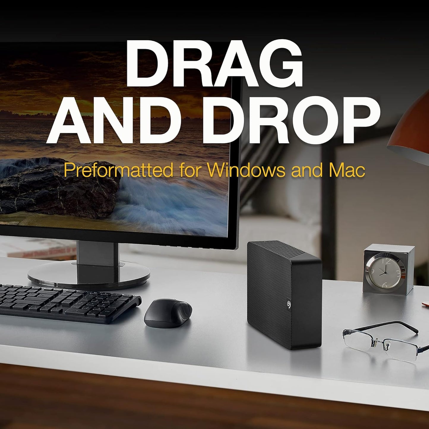 Seagate Expansion 16 TB Desktop External Hard Drive – USB 3.0, exFAT, with Rescue Services for effortless storage upgrade.