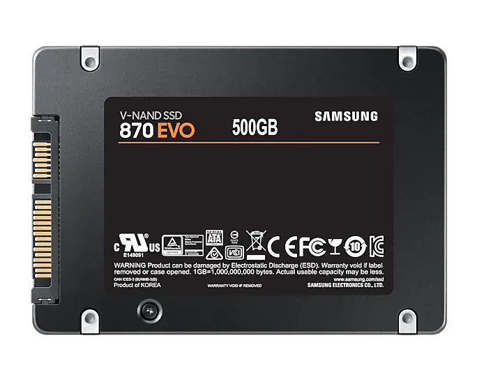 Samsung 870 EVO 500GB 2.5" SATA III SSD – High-Performance Solid State Drive for fast and reliable storage upgrade.