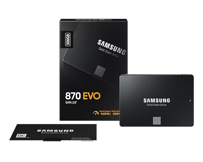 Samsung 870 EVO 500GB 2.5" SATA III SSD – High-Performance Solid State Drive for fast, reliable storage upgrades.