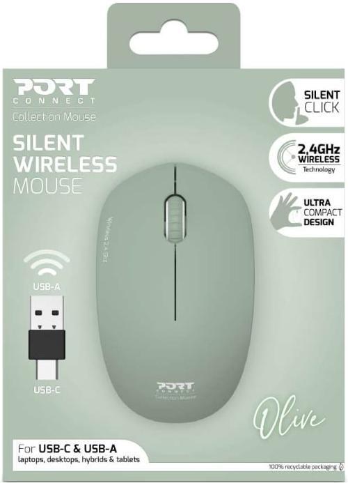 Port 2.4GHz Collection II Vert Olive Wireless Mouse