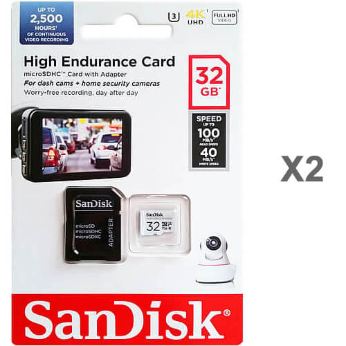 SanDisk 32GB High Endurance microSDHC Memory Card UHS-I U3 V30 C10 (2-Pack) – Ideal for Dashcams by SanDisk