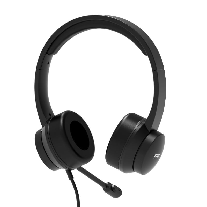 Port Black Comfortable Office Stereo USB Headset