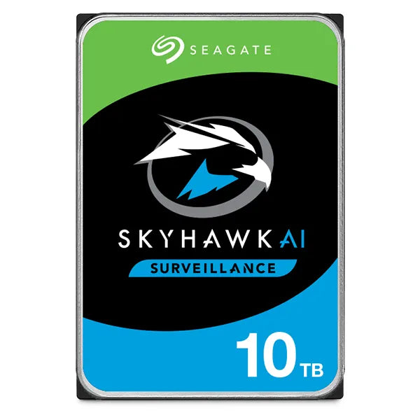 Seagate 10TB SkyHawk AI 7200RPM SATA III 3.5" Internal Surveillance Hard Drive – AI-Optimized, 24/7 Use