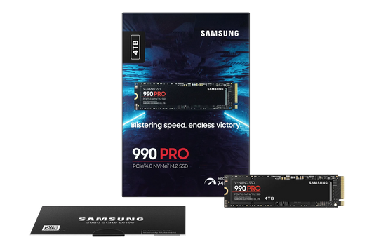SAMSUNG MZ-V9P4T0BW 990 PRO 4 TB NVMe SSD - Read Speed up to 7450 MB/s; Write Speed to up 6900 MB/s; Random Read up to 1400000 I