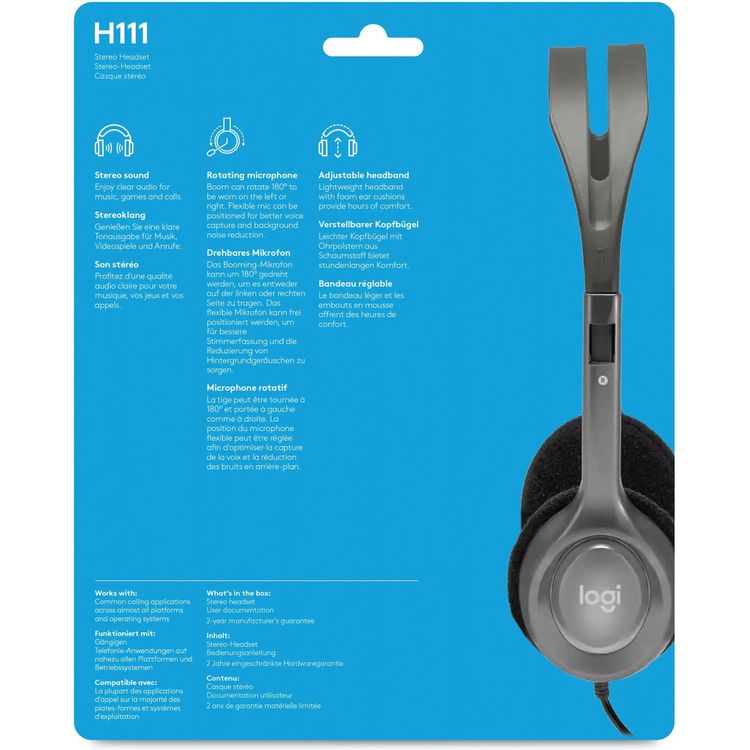 Logitech H111 stereo headset additional view 981-000593