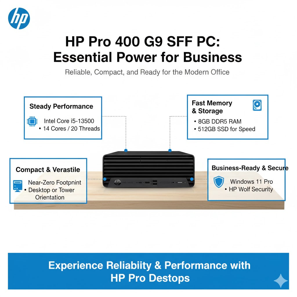 HP Pro 400 G9 SFF PC Core i5-13500 8GB 512GB SSD Windows 11 Pro Desktop