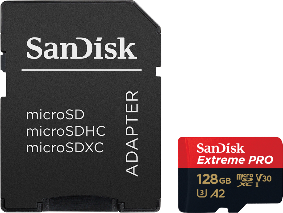 SanDisk Extreme PRO 128GB microSDXC UHS-I Memory Card – U3, V30, 4K UHD, A2, 200MB/s Read Speed