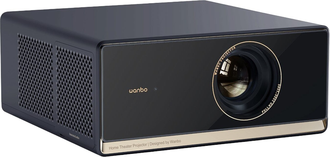 WANBO X5 Pro Full HD Smart Projector (1080p, 1100 ANSI Lumens, Android TV) showcasing sleek design and advanced features.