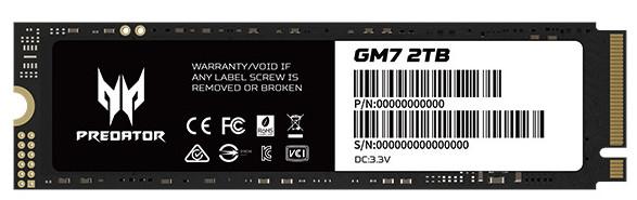 Acer Predator GM7 2TB PCIe Gen4 x4 M.2 NVMe SSD - High-Performance Storage for Gaming, Content Creation & Professional Work
