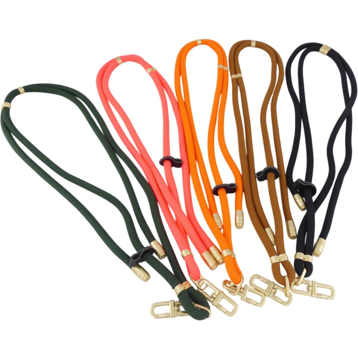 Adjustable Set of 5x 160cm Cellphone Lanyards with Clip Holders in 5 Warm Tones LNY-WT