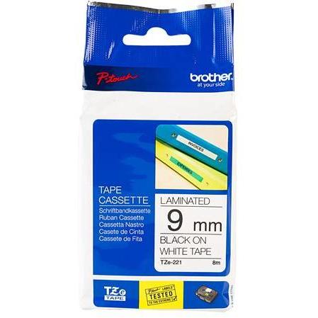 Brother TZe-221 Black on White Laminated Tape 9mm for P-touch Label Printers