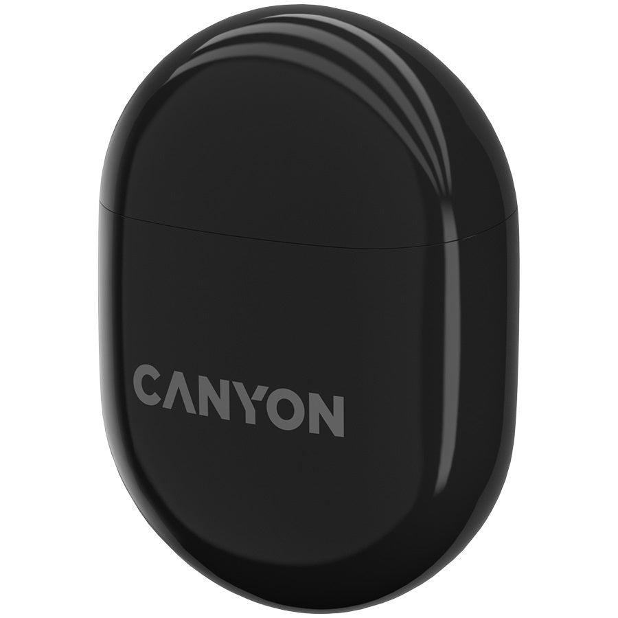 CANYON headset TWS-6 Black in a sleek design, featuring Bluetooth 5.3 and soft-touch silicone case for audio excellence.