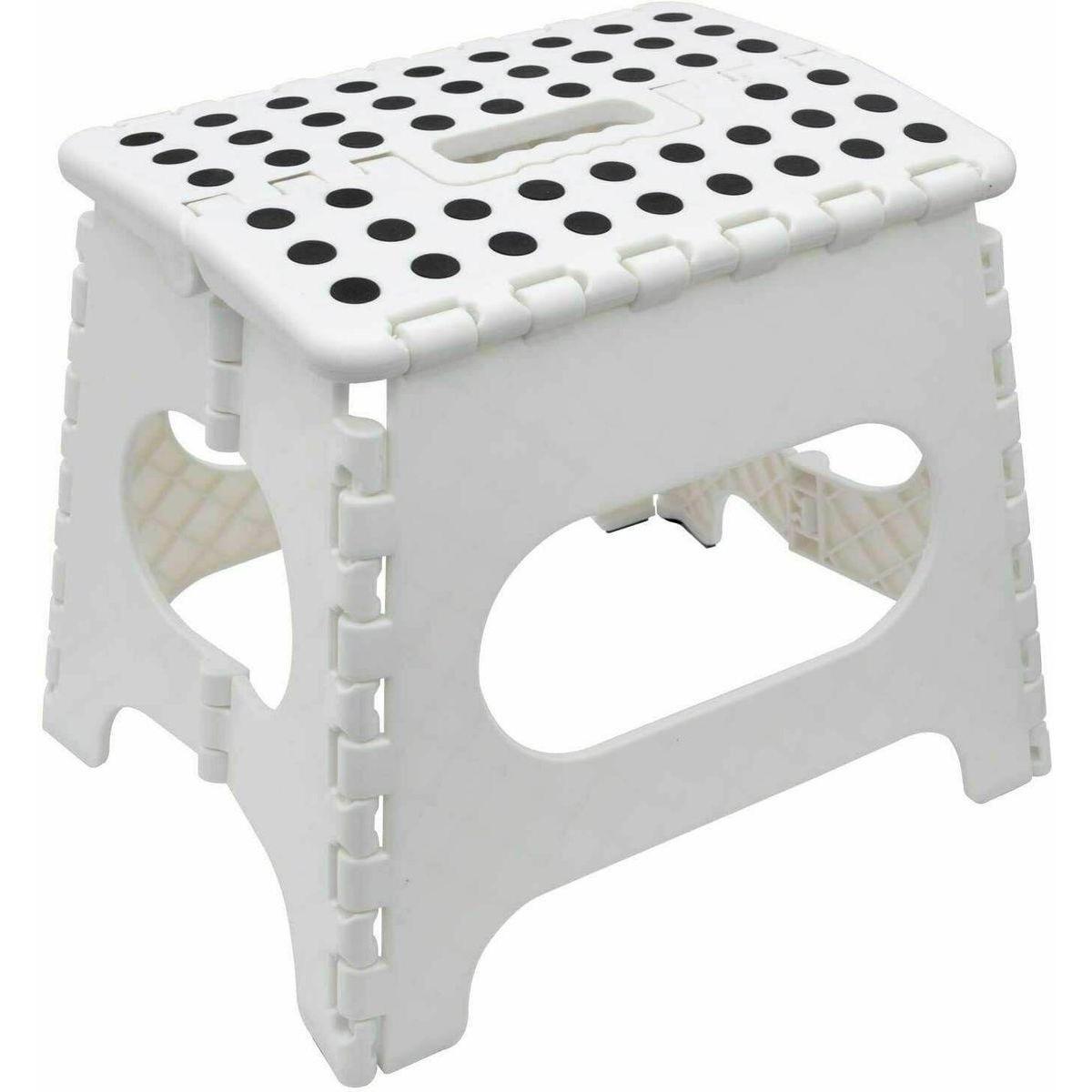 Compact Folding Step Stool - White - Supports Up to 130kg - STEP-WT