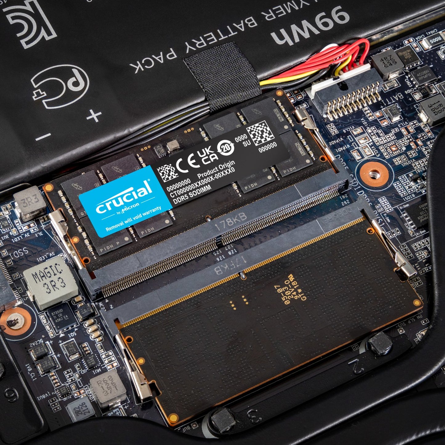 Crucial 64GB DDR5‑5600MHz CL46 262‑Pin SO‑DIMM Laptop Memory enhances performance for multitasking and content creation.