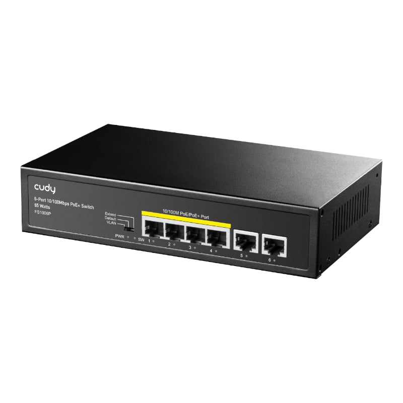 Cudy 6-Port Ethernet Unmanaged Switch - 4 Ports POE Power offers efficient networking for home and small office use.