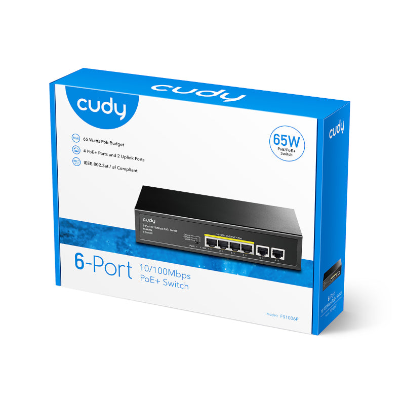 Cudy 6-Port Ethernet Unmanaged Switch - 4 Ports POE Power for efficient networking in homes or offices. High performance guaranteed.