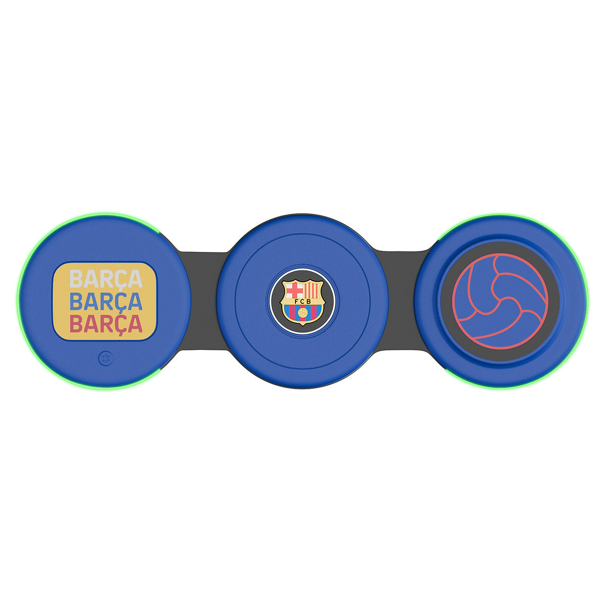 FCB 3-in-1 Foldable Wireless Charging Station – Fast Qi Charger for Phone, Watch & Earbuds in vibrant Barcelona design.