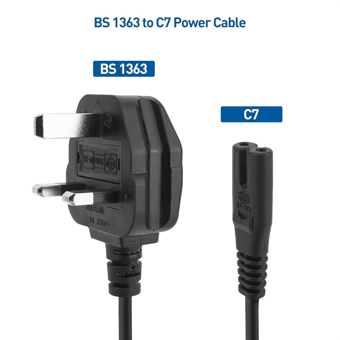 M-Link figure-8 power cord laid flat showing the full 2-meter length.
