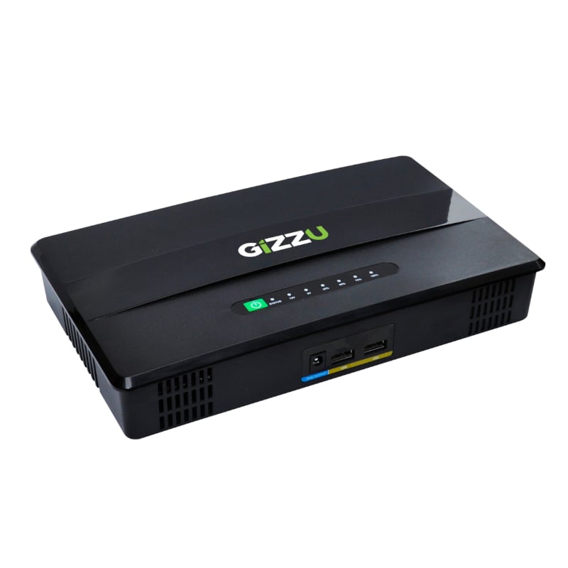 GIZZU 60W 65Wh 17600mAh Mini POE DC UPS Lithium - Black offers reliable power backup for your devices during outages.
