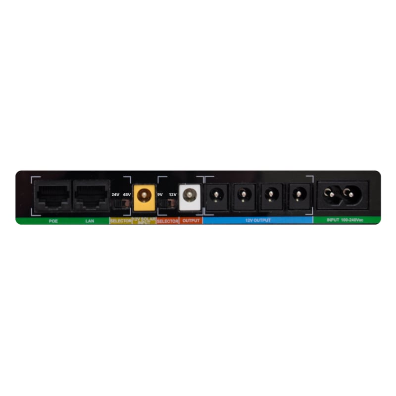 GIZZU 60W 65Wh 17600mAh Mini POE DC UPS Lithium - Black features multiple DC outputs for seamless device power during outages.