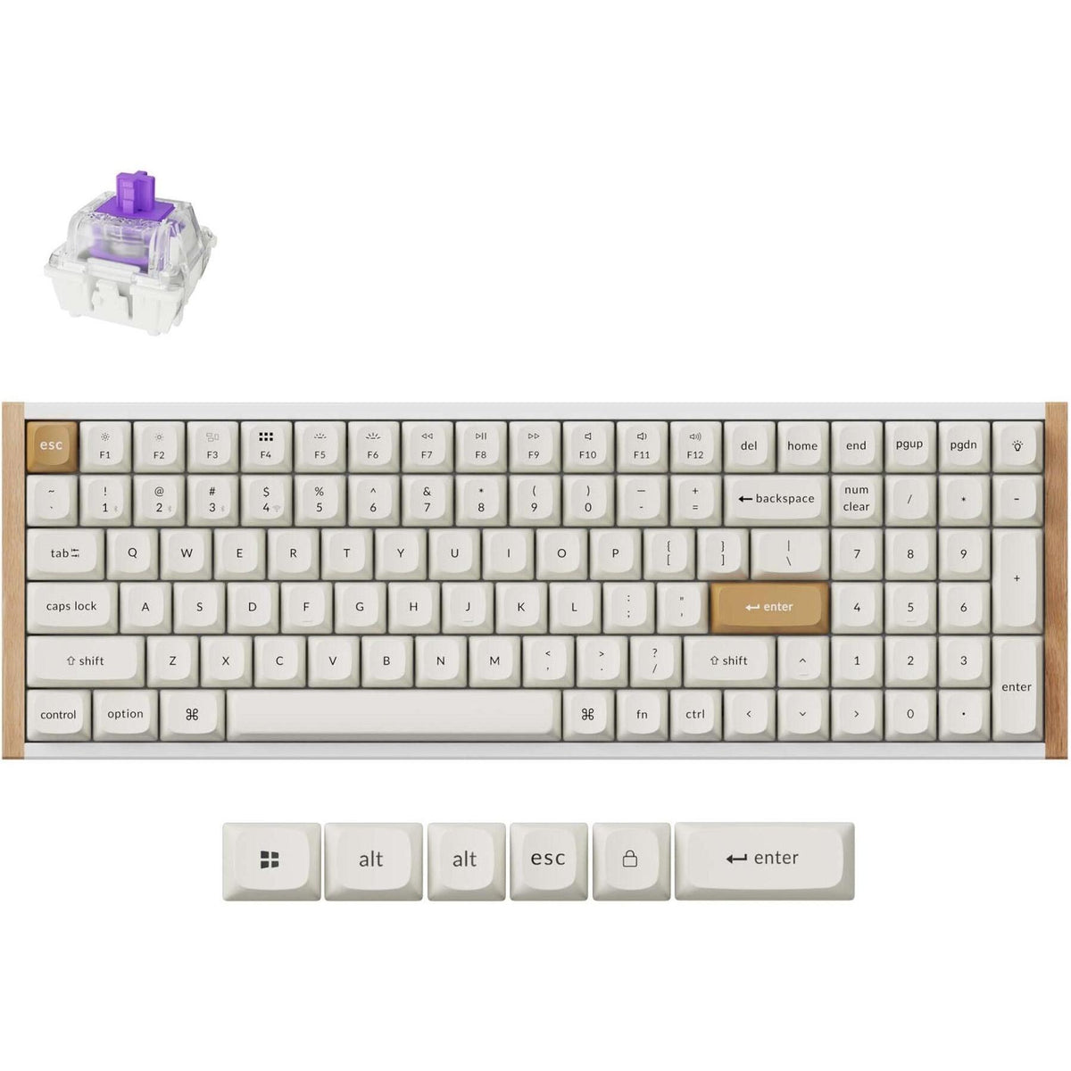 Keychron K4 HE 96% Magnetic Switch Hot-Swap RGB Wireless Keyboard – White (Wood + Aluminium)