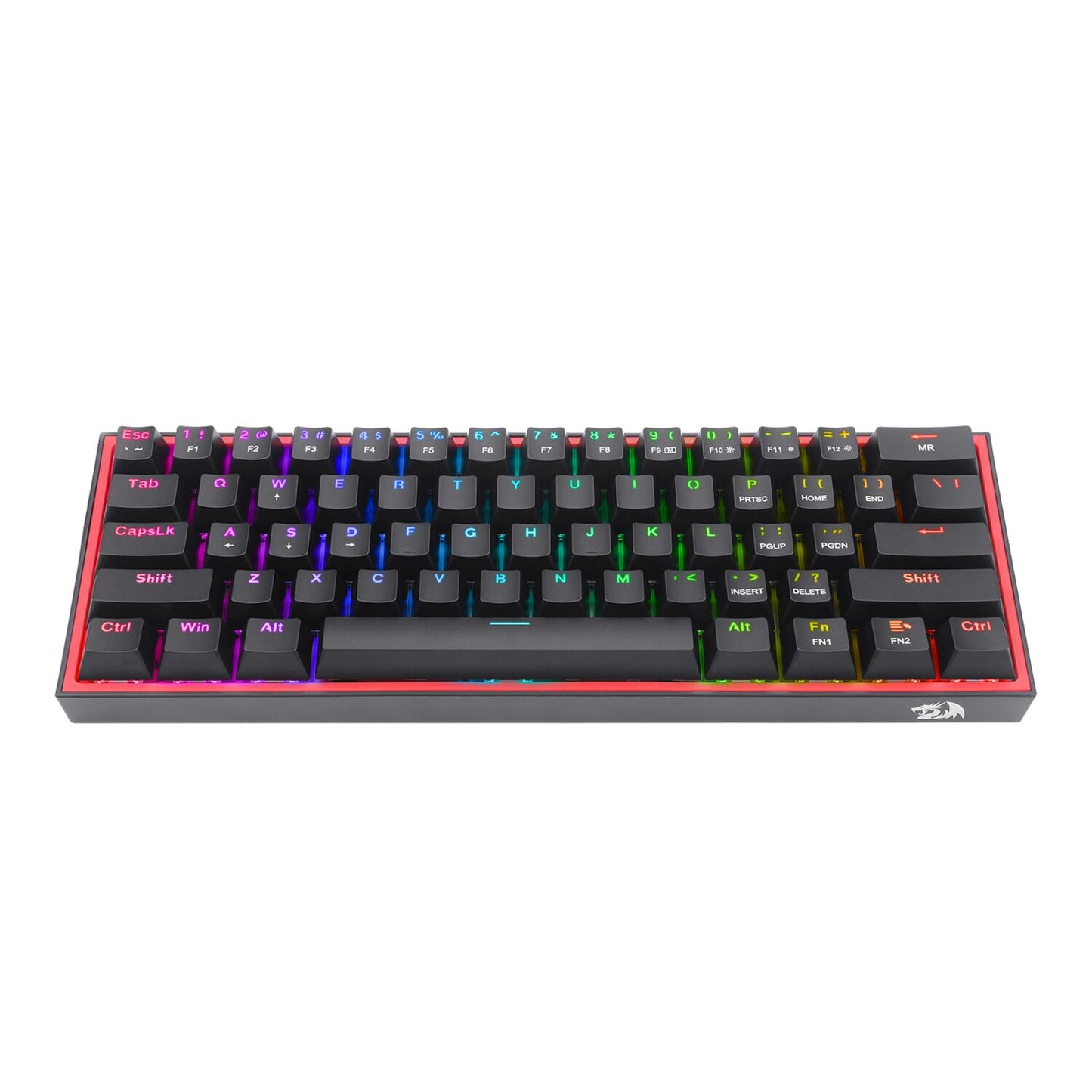 Compact and lightweight, the Redragon K617 FIZZ 60% Wired RGB Gaming Keyboard - Black is perfect for gamers.