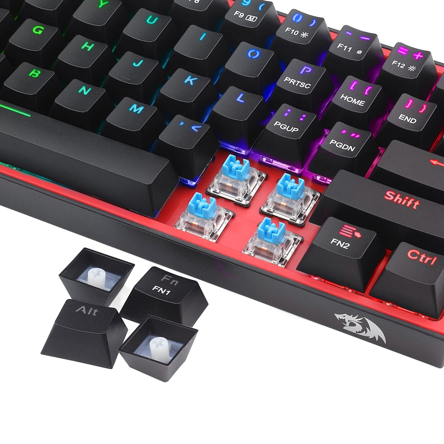 Redragon K616 FIZZ Pro 61-Key RGB Mechanical Gaming Keyboard – Black with customizable RGB, wireless/wired, hot-swappable switches.